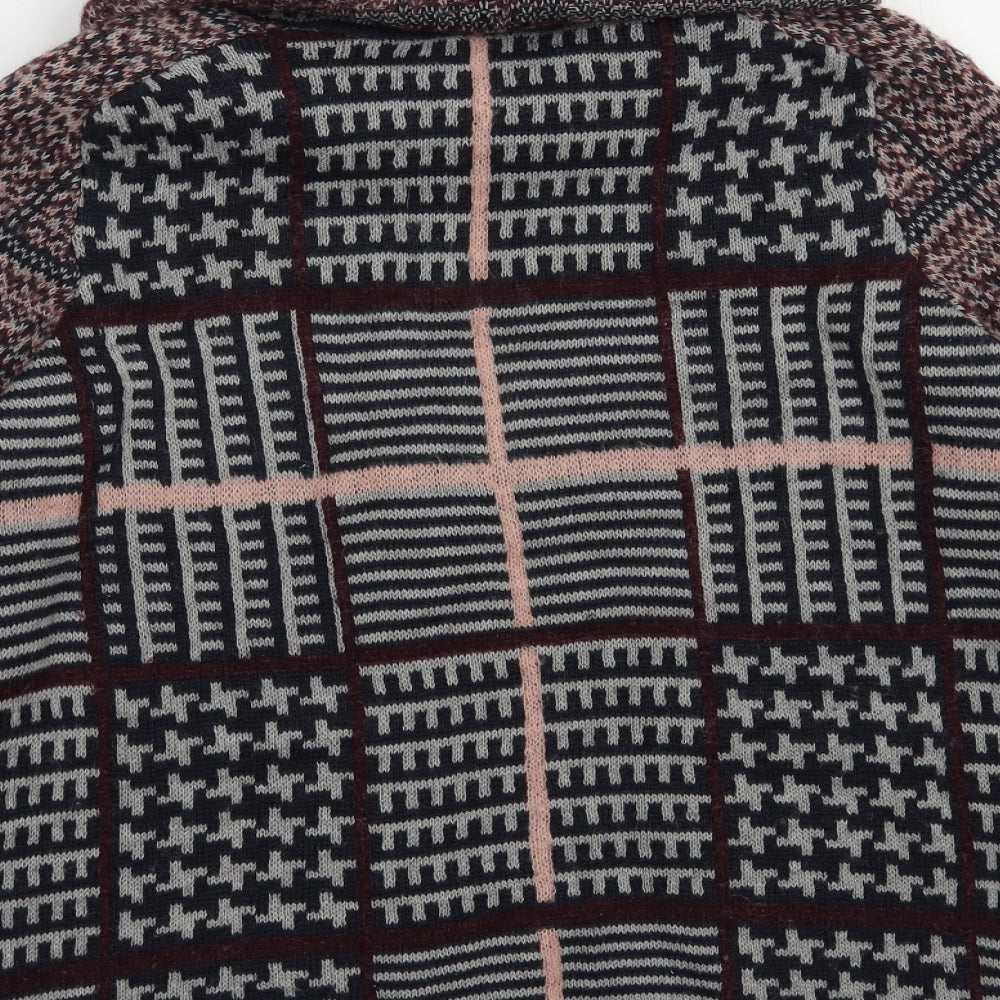 Marks and Spencer Womens Purple Roll Neck Plaid Acrylic Pullover Jumper Size 16