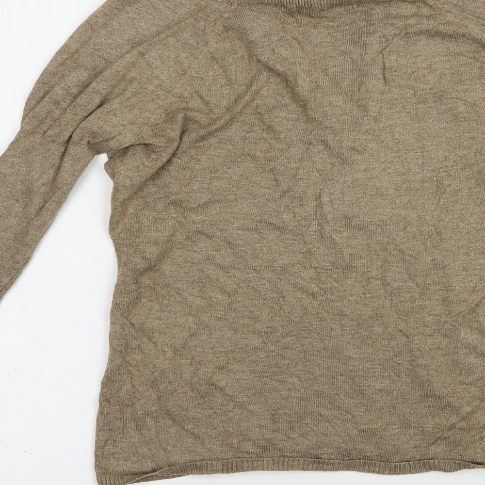 Pattyboutik Womens Beige V-Neck  Viscose Pullover Jumper Size M