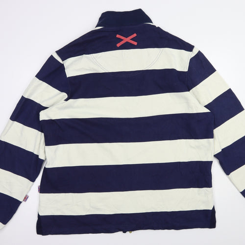 DEAL Mens Blue Striped Cotton Full Zip Sweatshirt Size 2XL