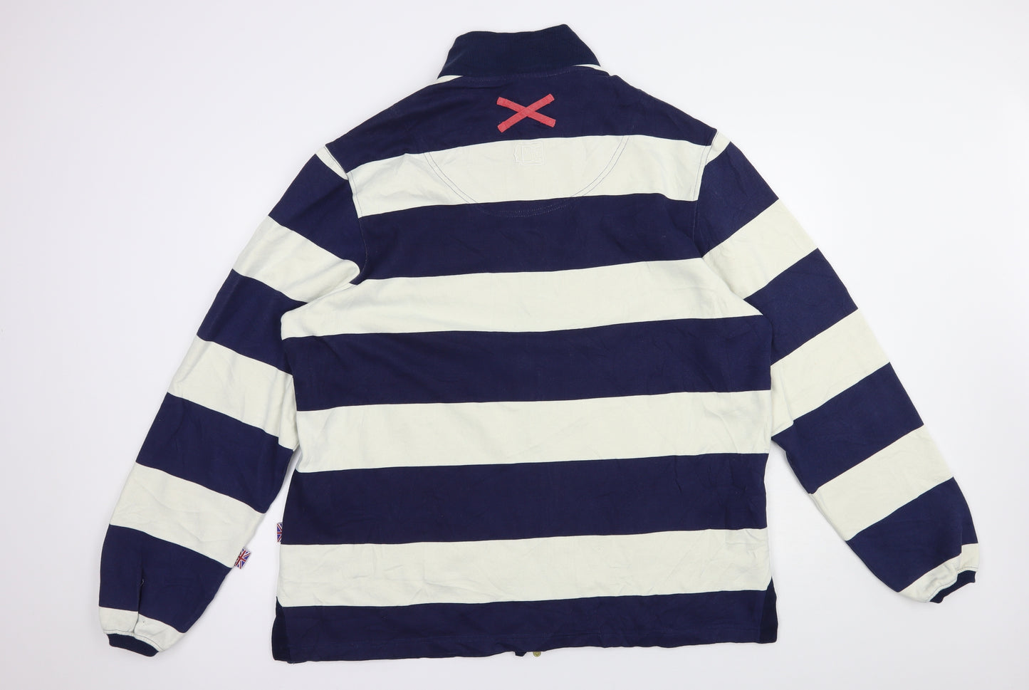 DEAL Mens Blue Striped Cotton Full Zip Sweatshirt Size 2XL