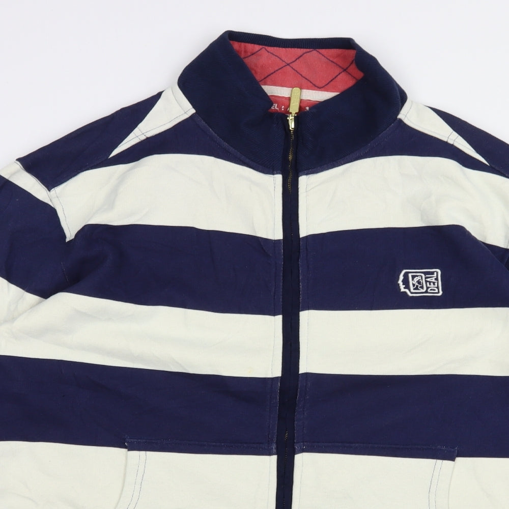 DEAL Mens Blue Striped Cotton Full Zip Sweatshirt Size 2XL