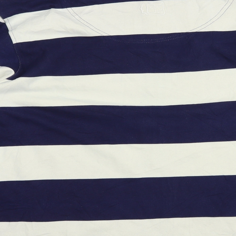 DEAL Mens Blue Striped Cotton Full Zip Sweatshirt Size 2XL