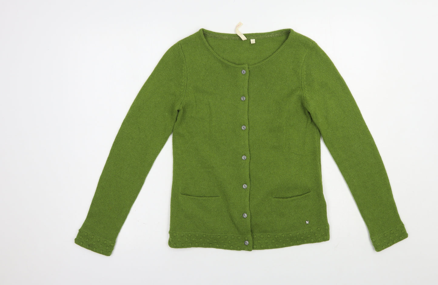 White Stuff Womens Green Boat Neck  Wool Cardigan Jumper Size 8