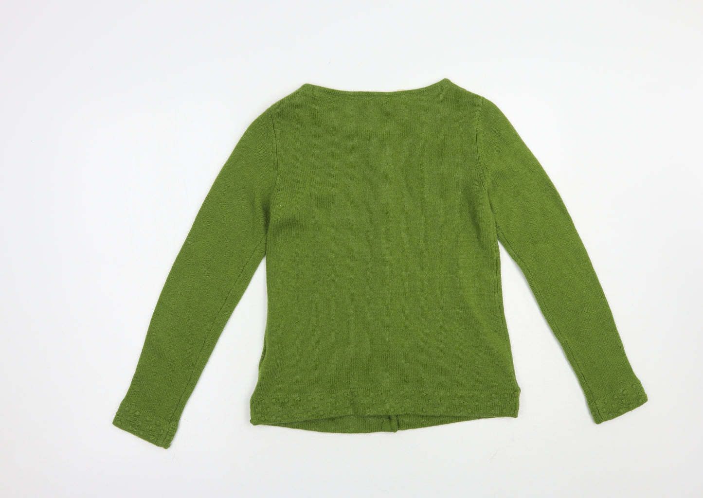White Stuff Womens Green Boat Neck  Wool Cardigan Jumper Size 8