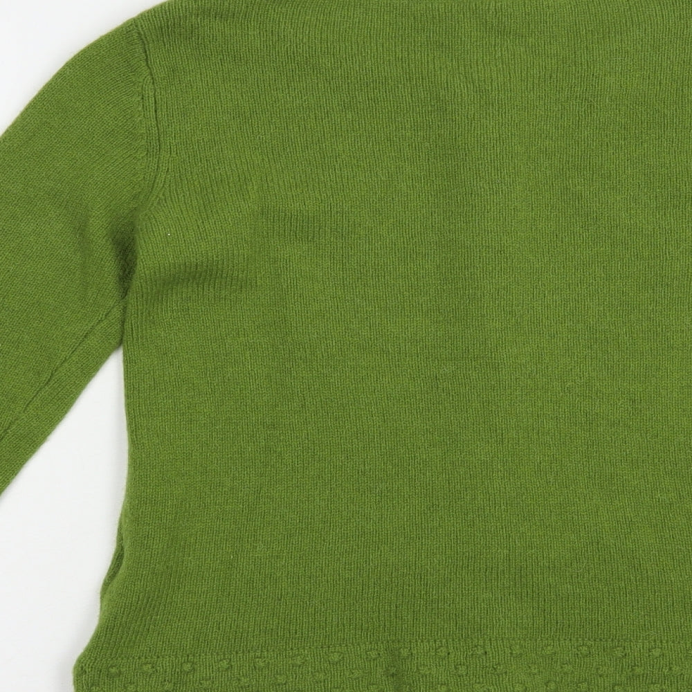 White Stuff Womens Green Boat Neck  Wool Cardigan Jumper Size 8