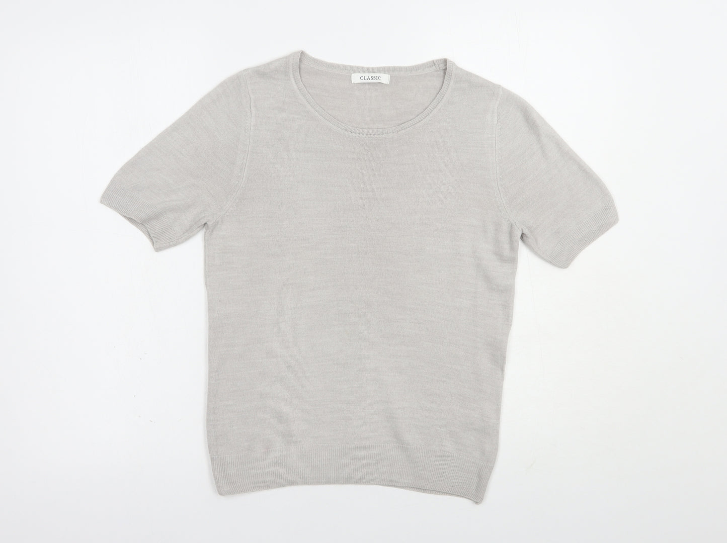 Marks and Spencer Womens Grey Scoop Neck  Acrylic Pullover Jumper Size 8