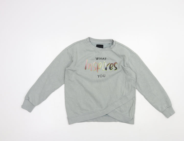 RESERVED Girls Green  Cotton Pullover Sweatshirt Size 11-12 Years  Pullover