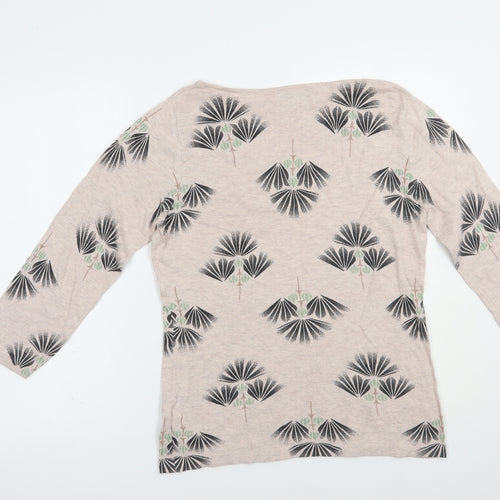 NEXT Womens Beige Boat Neck Floral Cotton Pullover Jumper Size 12
