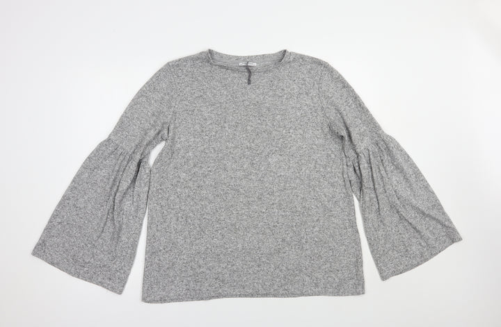 Zara Womens Grey Viscose Pullover Sweatshirt Size L Pullover
