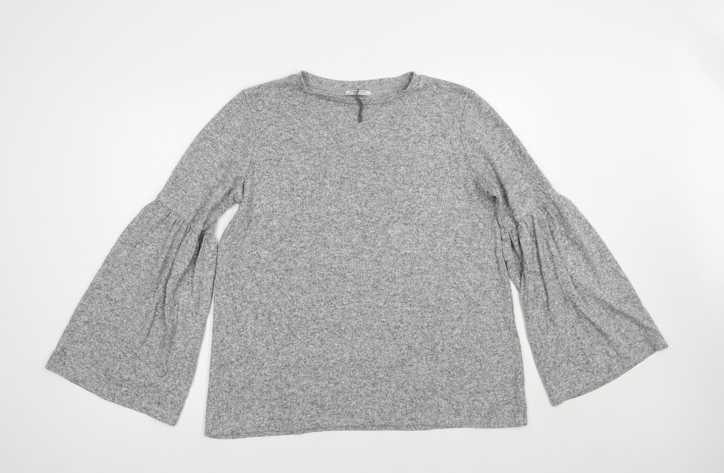 Zara Womens Grey  Viscose Pullover Sweatshirt Size L  Pullover