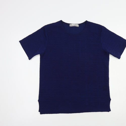 Pure & Natural Womens Blue  Polyester Basic Blouse Size M Crew Neck