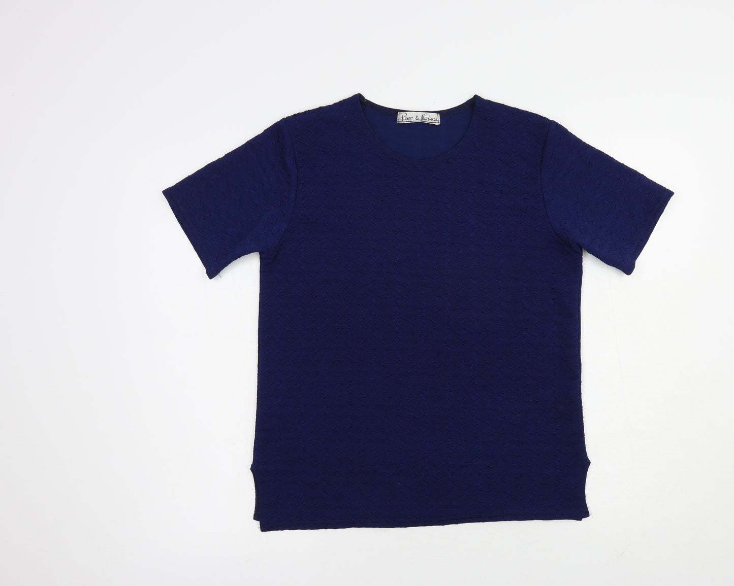 Pure & Natural Womens Blue  Polyester Basic Blouse Size M Crew Neck
