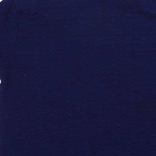 Pure & Natural Womens Blue  Polyester Basic Blouse Size M Crew Neck