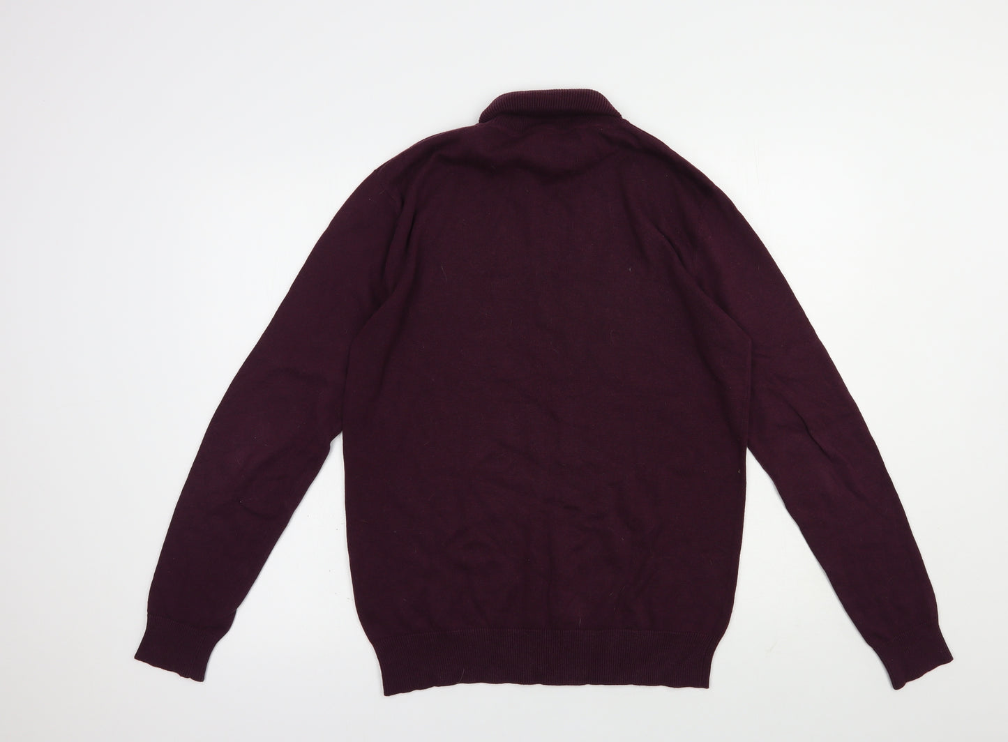 Brave Soul Mens Purple Roll Neck  Cotton Pullover Jumper Size M