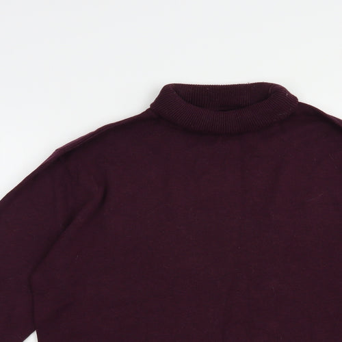 Brave Soul Mens Purple Roll Neck  Cotton Pullover Jumper Size M