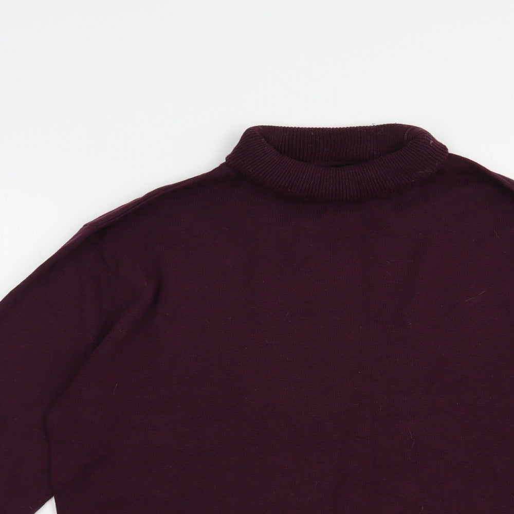 Brave Soul Mens Purple Roll Neck  Cotton Pullover Jumper Size M