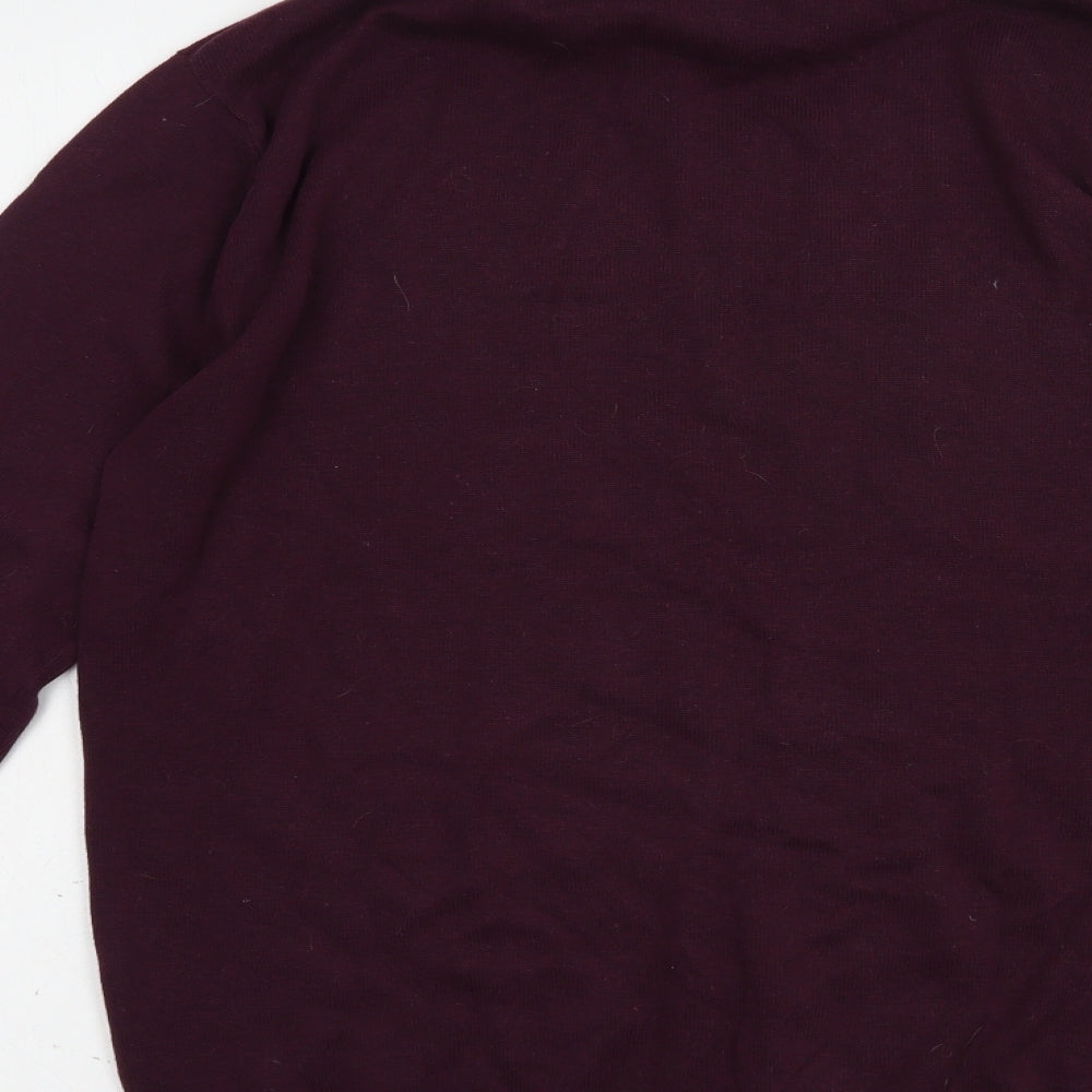 Brave Soul Mens Purple Roll Neck  Cotton Pullover Jumper Size M