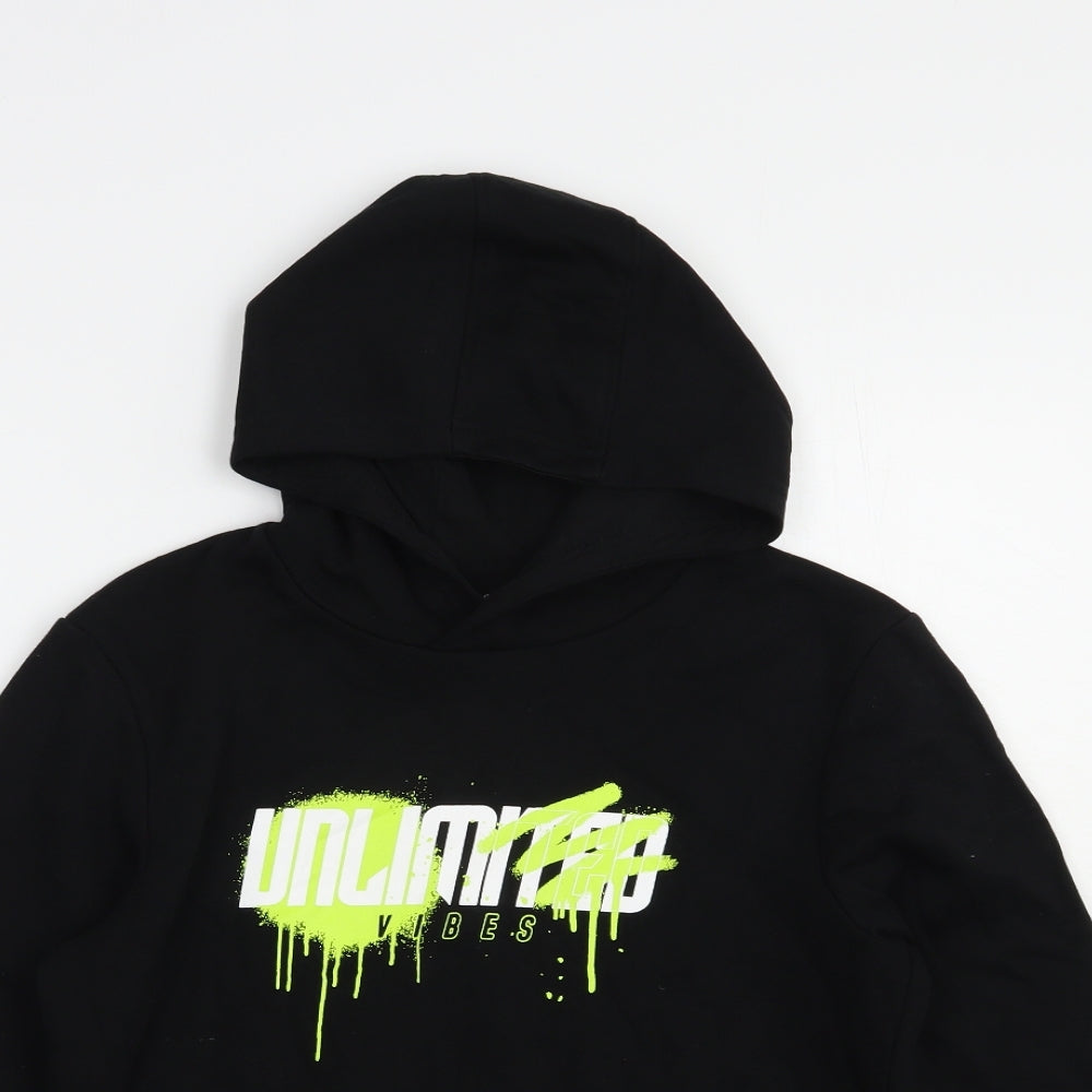 George Boys Black  Cotton Pullover Hoodie Size 10-11 Years  Pullover - Unlimited Vibes