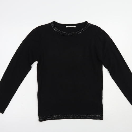Anna Rose Womens Black Boat Neck  Acrylic Pullover Jumper Size S