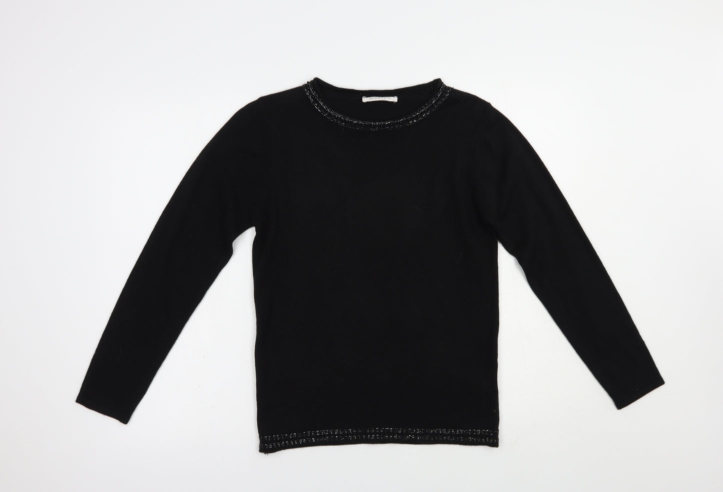Anna Rose Womens Black Boat Neck  Acrylic Pullover Jumper Size S