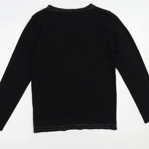 Anna Rose Womens Black Boat Neck  Acrylic Pullover Jumper Size S