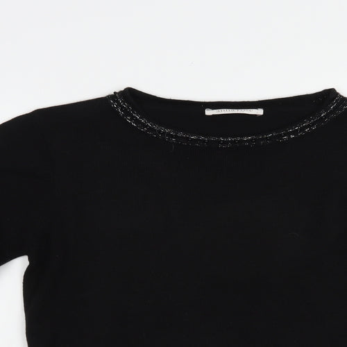 Anna Rose Womens Black Boat Neck  Acrylic Pullover Jumper Size S