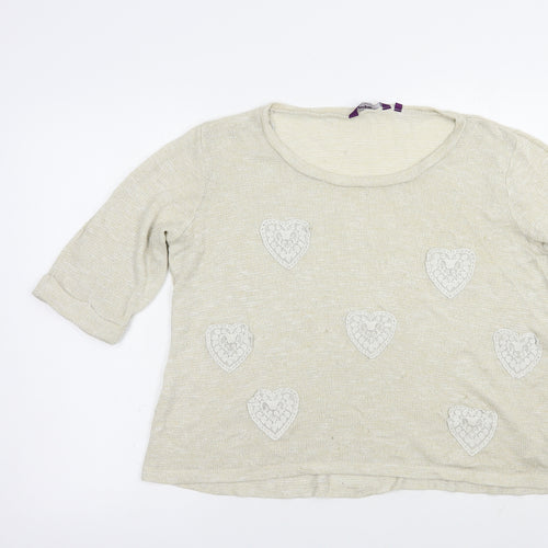 New Look Womens Beige Boat Neck  Viscose Pullover Jumper Size 22   - Hearts