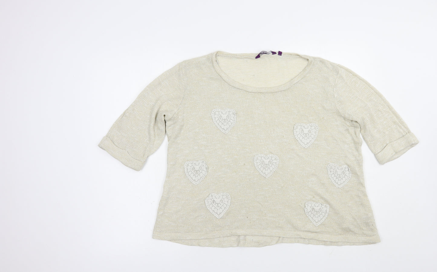 New Look Womens Beige Boat Neck  Viscose Pullover Jumper Size 22   - Hearts