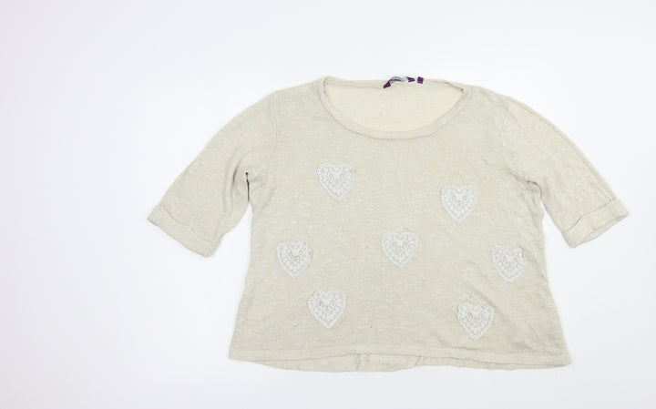 New Look Womens Beige Boat Neck  Viscose Pullover Jumper Size 22   - Hearts