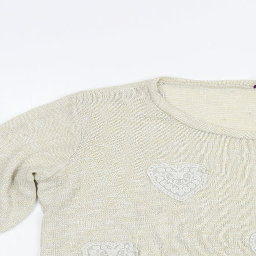 New Look Womens Beige Boat Neck  Viscose Pullover Jumper Size 22   - Hearts
