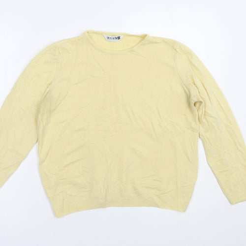 Marks and Spencer Womens Yellow Crew Neck  Acrylic Pullover Jumper Size M