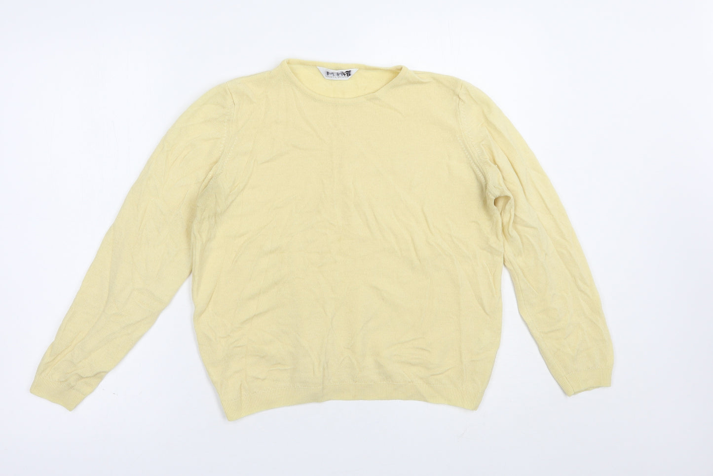 Marks and Spencer Womens Yellow Crew Neck  Acrylic Pullover Jumper Size M