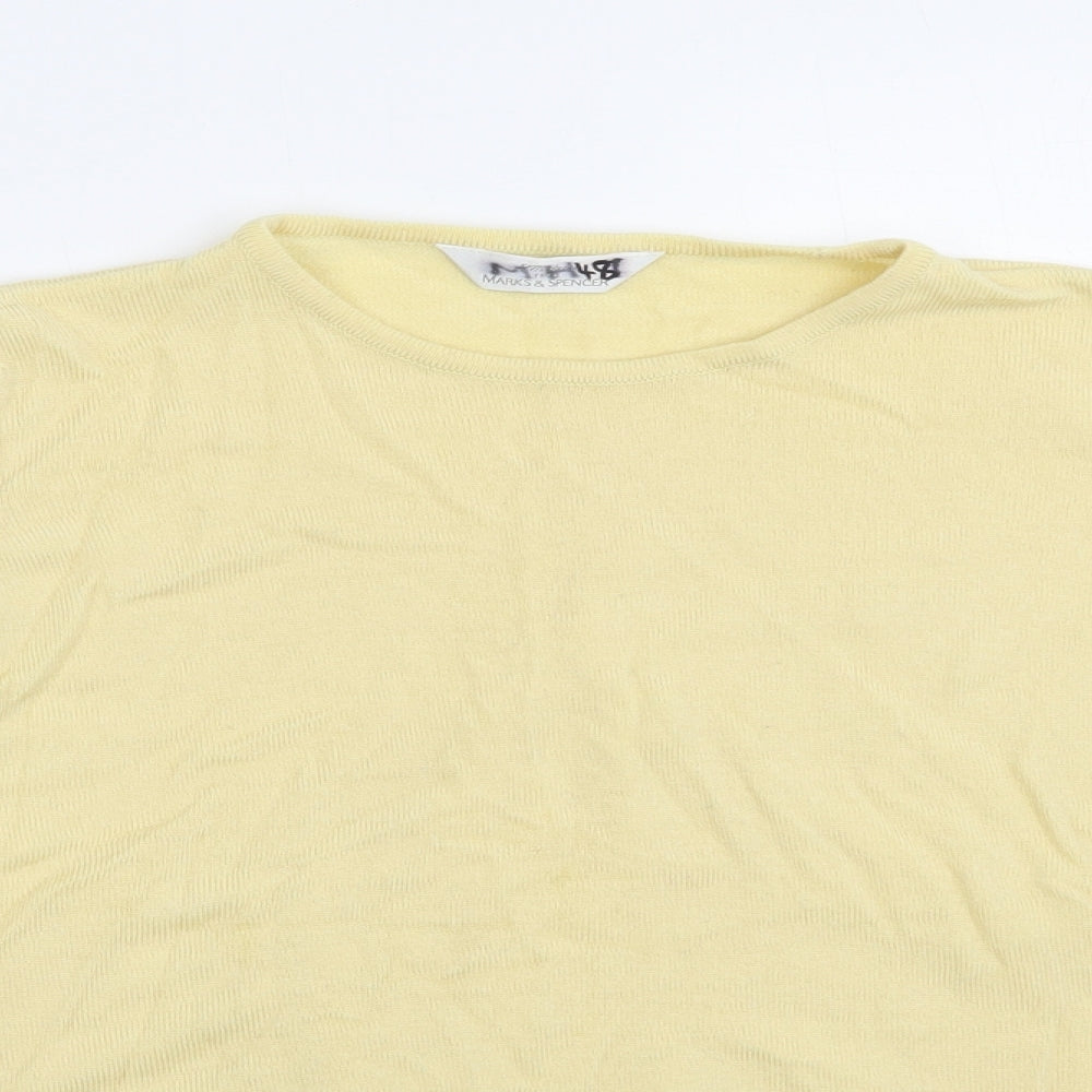 Marks and Spencer Womens Yellow Crew Neck  Acrylic Pullover Jumper Size M