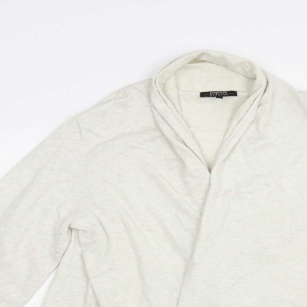 Papaya Womens Beige Collared  Viscose Cardigan Jumper Size 16