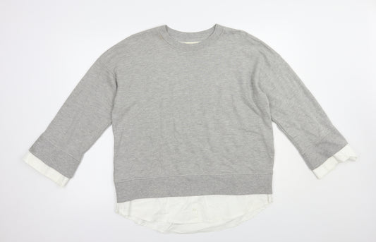 Front view of Next women’s grey cotton pullover sweatshirt, size UK 10, pullover