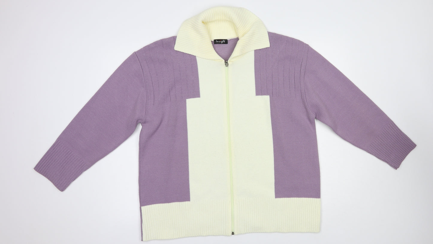 Insight Womens Purple Collared  Acrylic Full Zip Jumper Size L