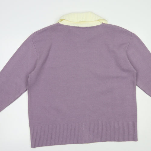 Insight Womens Purple Collared  Acrylic Full Zip Jumper Size L