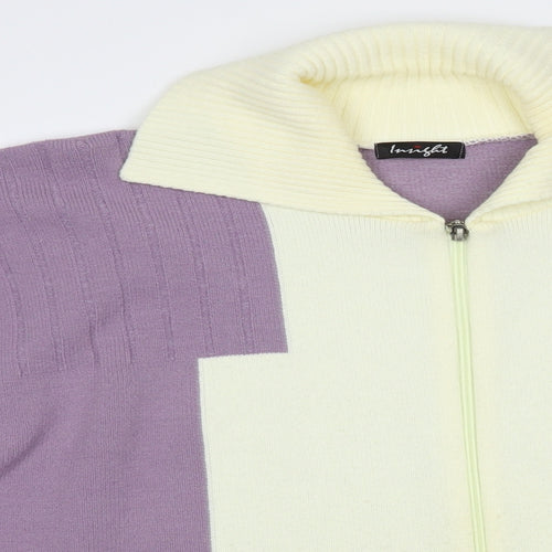Insight Womens Purple Collared  Acrylic Full Zip Jumper Size L