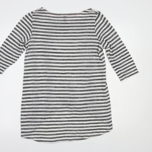 VERO MODA Womens Grey Boat Neck Striped Polyester Pullover Jumper Size M