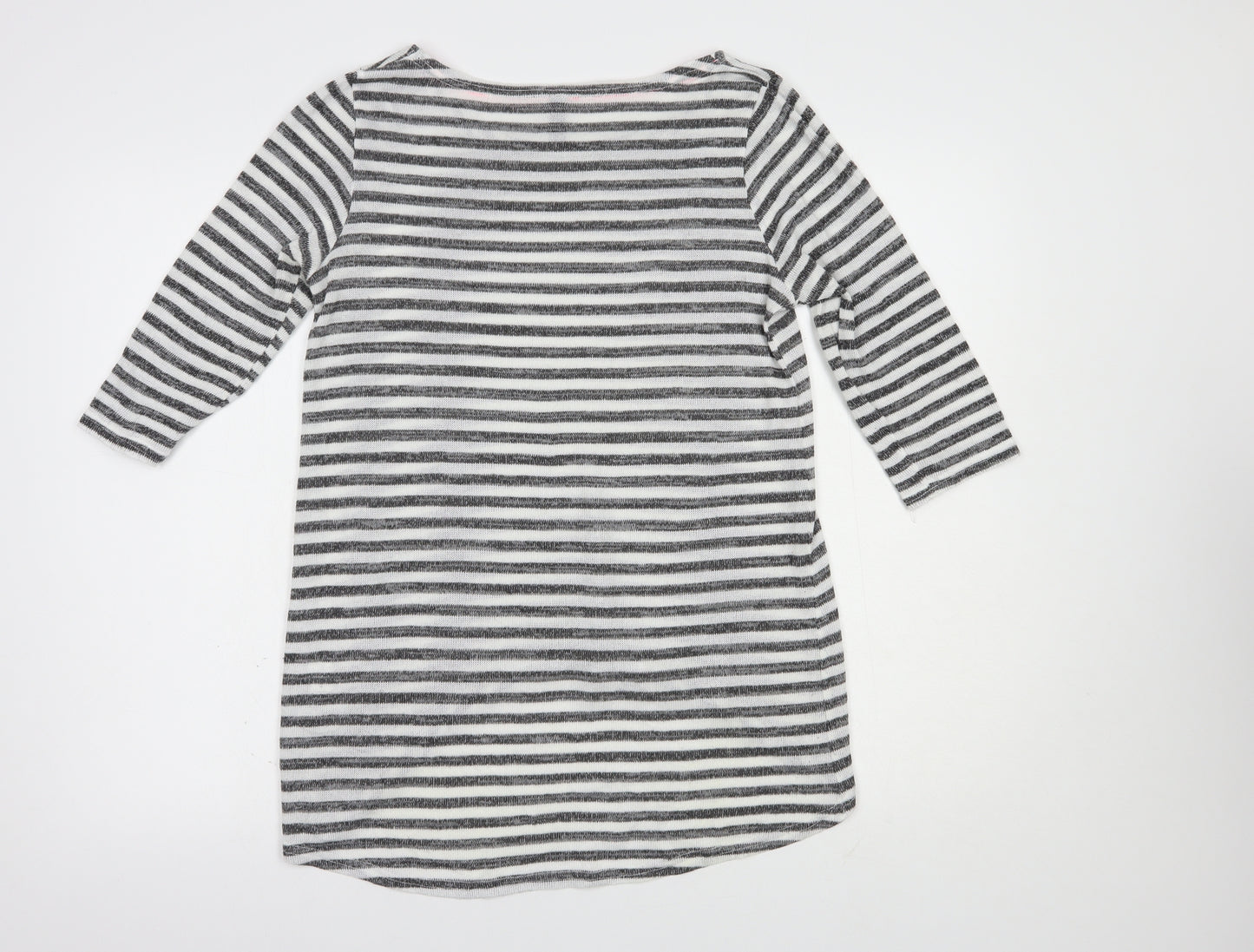 VERO MODA Womens Grey Boat Neck Striped Polyester Pullover Jumper Size M