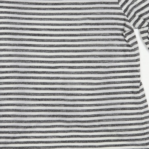 VERO MODA Womens Grey Boat Neck Striped Polyester Pullover Jumper Size M