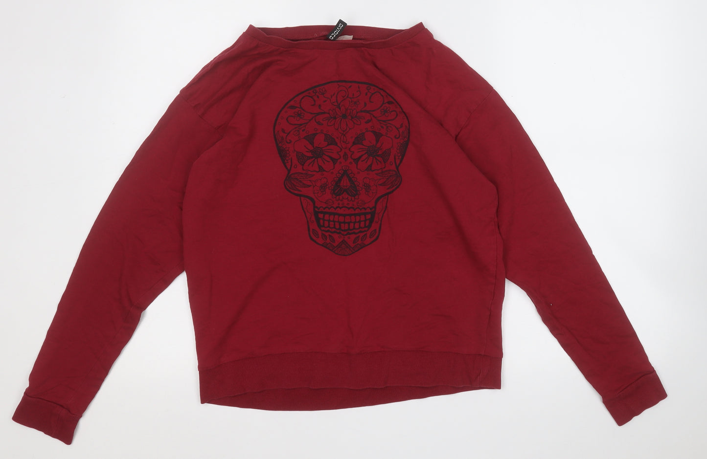 Preworn Womens Purple  Cotton Pullover Sweatshirt Size M   - Skull Flower