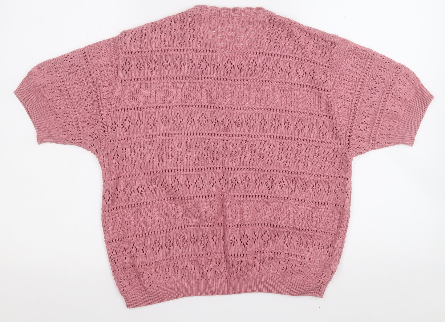 St Michael Womens Pink Round Neck Geometric Acrylic Pullover Jumper Size 12