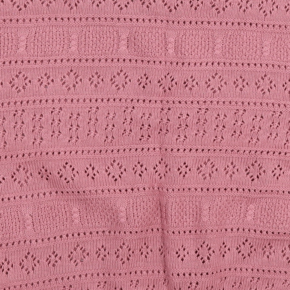 St Michael Womens Pink Round Neck Geometric Acrylic Pullover Jumper Size 12