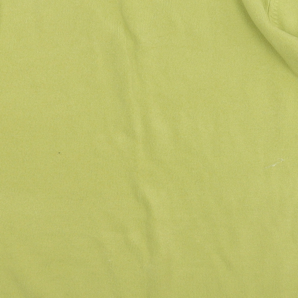 essence Womens Green V-Neck  Acrylic Pullover Jumper Size 16