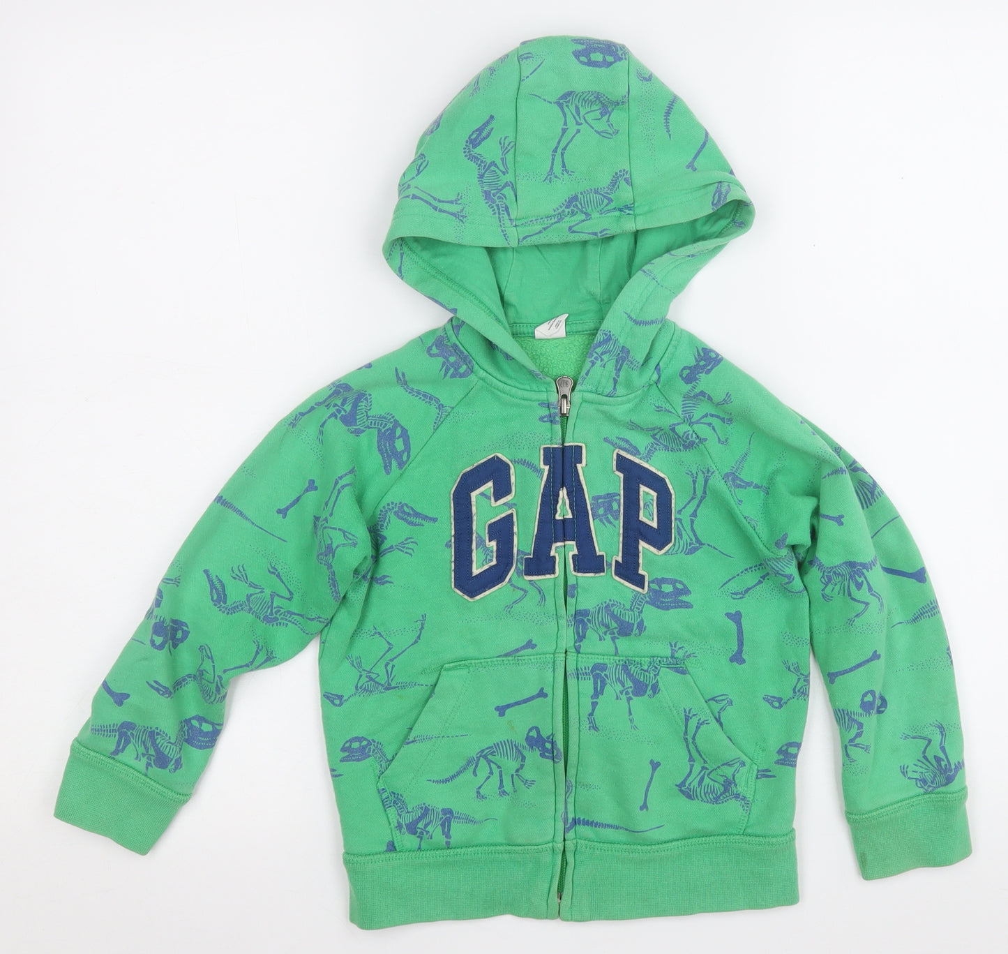 Gap Boys Green Geometric Cotton Full Zip Hoodie Size 5 Years  Zip - Dinosaur Bone