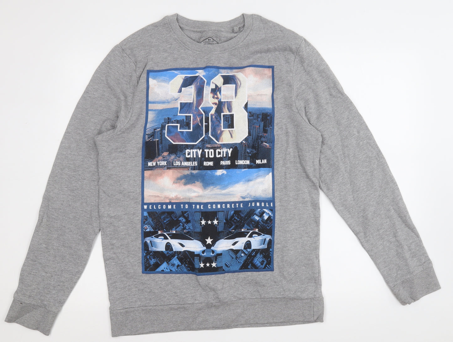 New Look Mens Grey  Cotton Pullover Sweatshirt Size L   - New York City