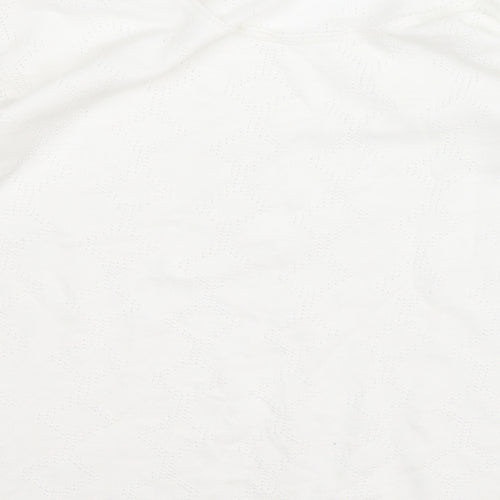 Preworn Womens White Round Neck Geometric Cotton Pullover Jumper Size M