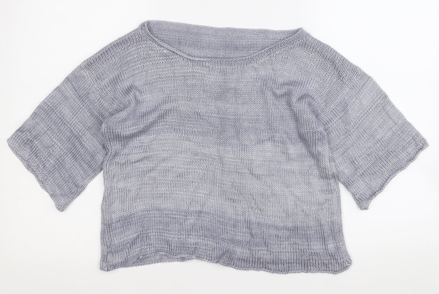 Preworn Womens Grey Round Neck Geometric Acrylic Pullover Jumper Size S