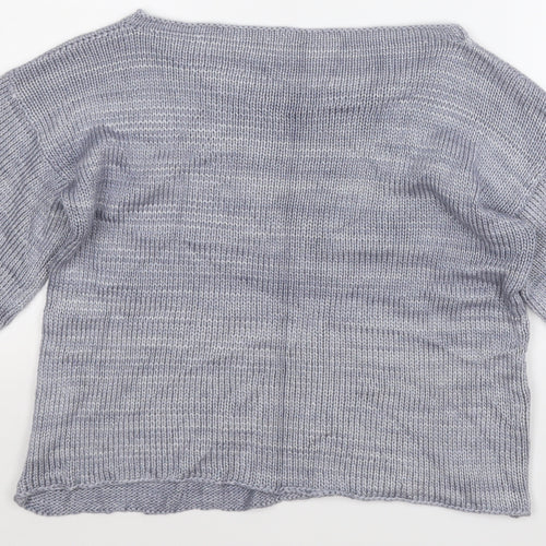 Preworn Womens Grey Round Neck Geometric Acrylic Pullover Jumper Size S